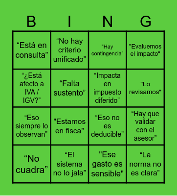 Tax LATAM :D Bingo Card