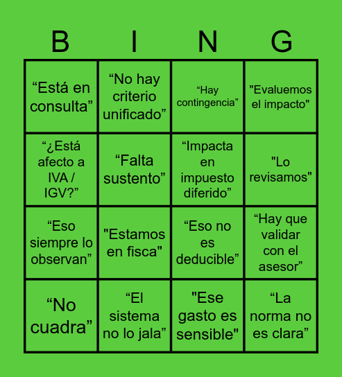 Tax LATAM :D Bingo Card