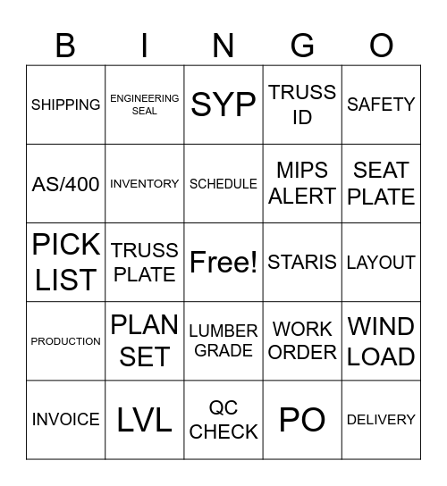 MIPSO BINGO Card