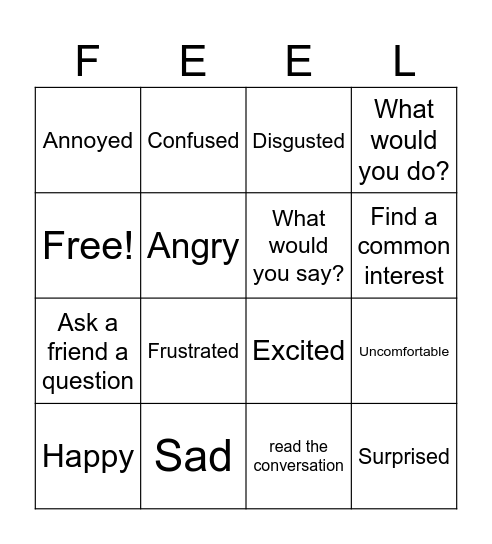 Emotions Bingo Card