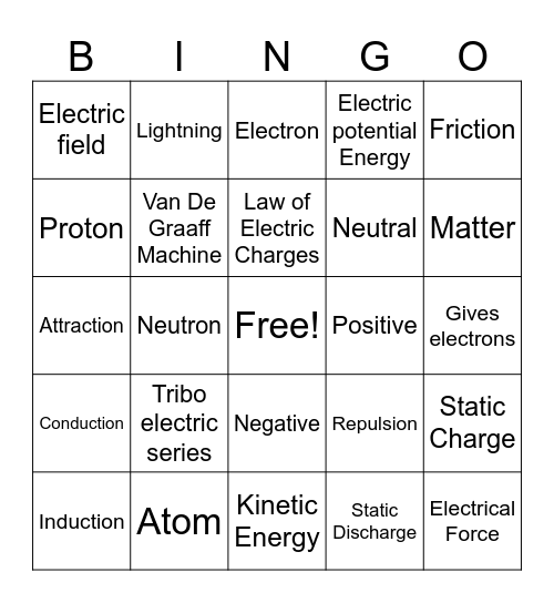 LIGHTNING BINGO Card
