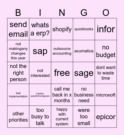 Objection Handling BINGO Card