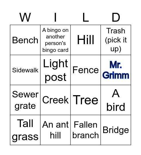 Naturingo Bingo Card
