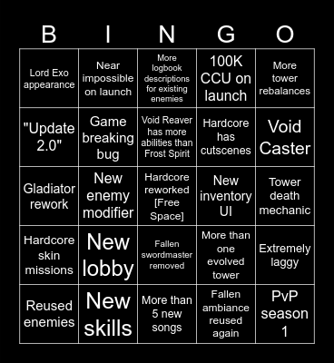 Hardcore Rework Bingo! [TDS] Bingo Card
