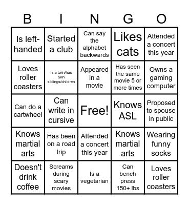 Human Bingo Card