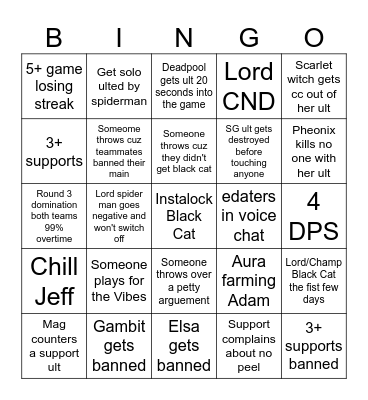 Season 7.5 Bingo Card