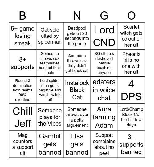 Season 7.5 Bingo Card