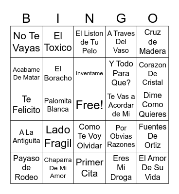 Exitos #1 Bingo Card