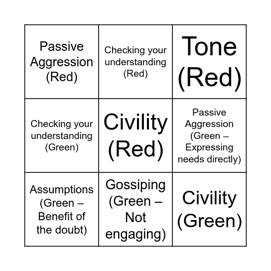 Round 1: Name It Bingo Card