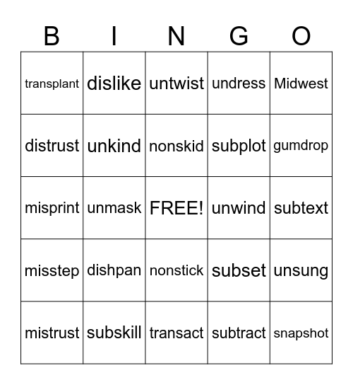 WRS 3.1 Bingo Card