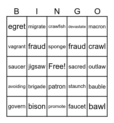 Volume 4 Lessons 1-6 Bingo Card