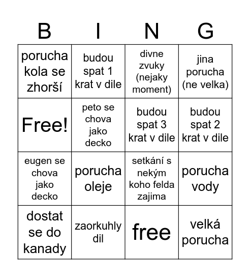 peto 30 dil Bingo Card