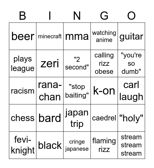 Carl Bingo Card