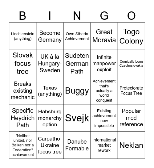 Focus Pack - Hearts of Iron IV: Slop For Our Time Bingo Card