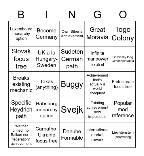 Focus Pack - Hearts of Iron IV: Slop For Our Time Bingo Card