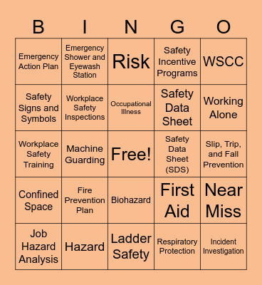 Workplace Safety Bingo Card