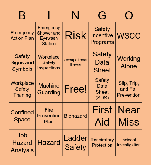 Workplace Safety Bingo Card