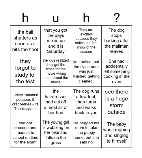 Predictions Bingo Card