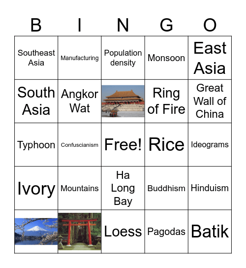 E / S / SE Asia Bingo Card