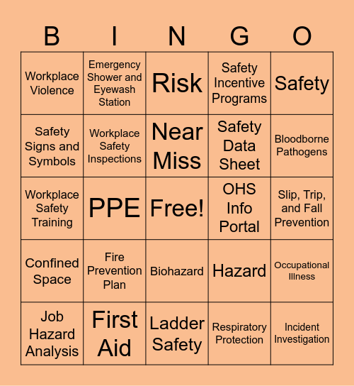 Workplace Safety Bingo Card
