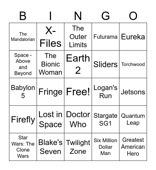 Sci-Fi Theme Songs Bingo Card
