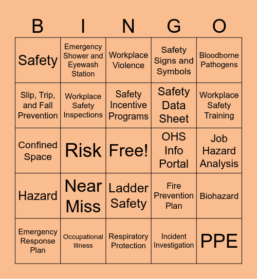 Workplace Safety Bingo Card