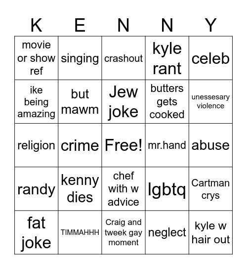 South park bingoo Bingo Card