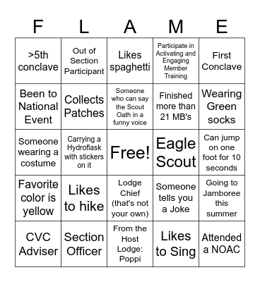 Igniting the Flame of Brotherhood Bingo Card
