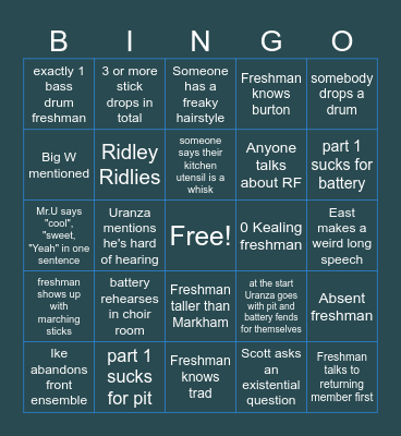 Spring Band Camp Bingo Card