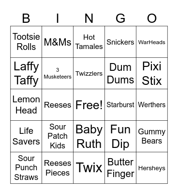 Candy Bingo Card