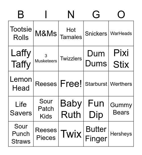 Candy Bingo Card