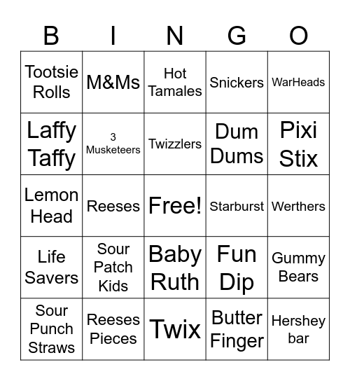 Candy Bingo Card
