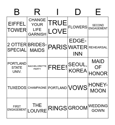 SAMANTHA & NOEL Bingo Card