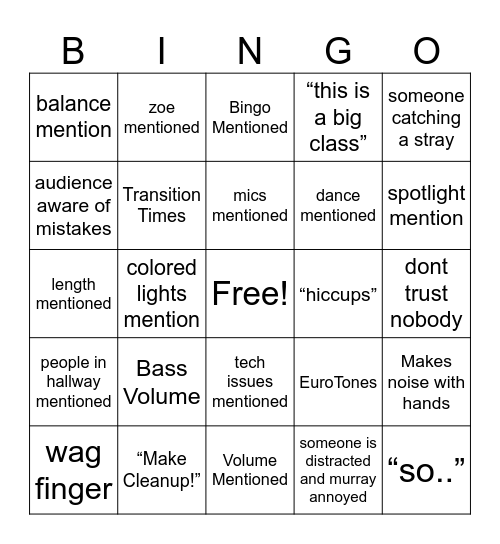 Untitled Bingo Card