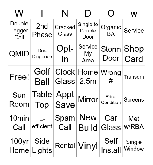 Customer Care Bingo Card