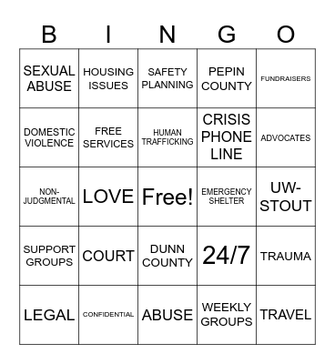 BRIDGE BINGO Card
