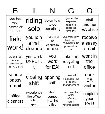 Office Bingo Card