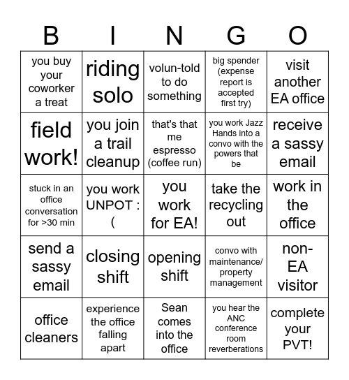 Office Bingo Card