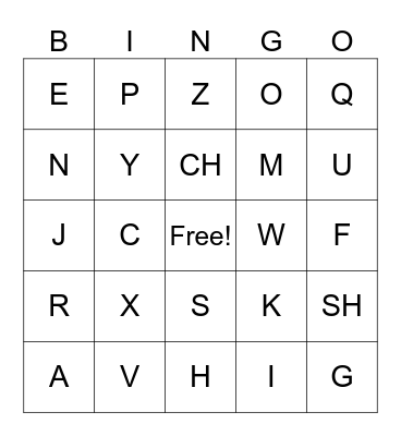 Alphabet BINGO Card