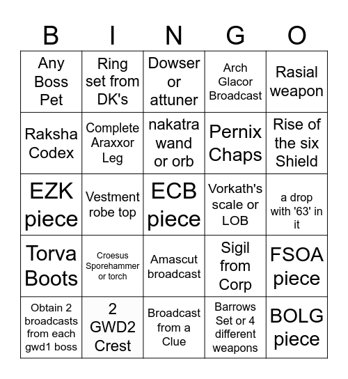 RS3 PVM BINGO Card