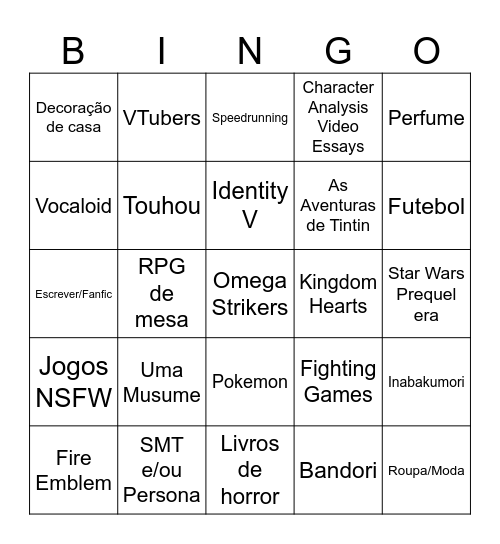 Bingo do Fire Bingo Card