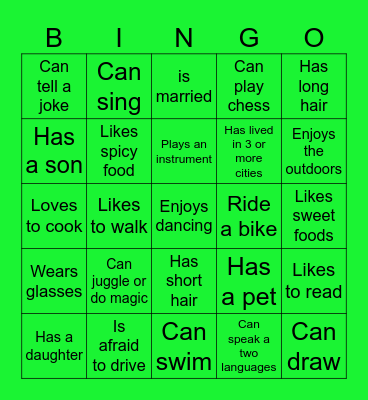 Find Someone Who... Bingo Card