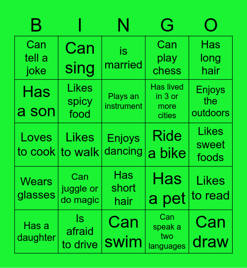 Find Someone Who... Bingo Card