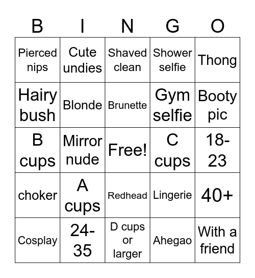 Nudes Bingo Card