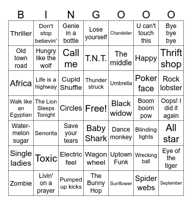 Music Bingo Card