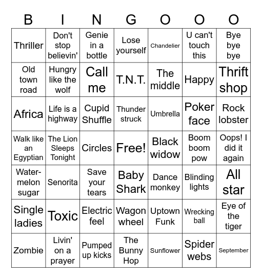 Music Bingo Card
