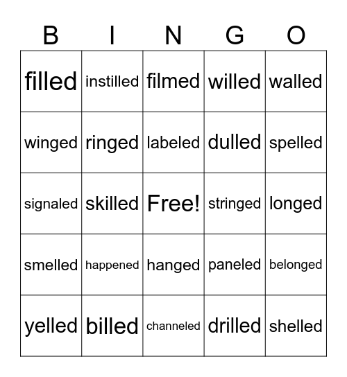 Step 6.2-"ed" says /d/ Bingo Card