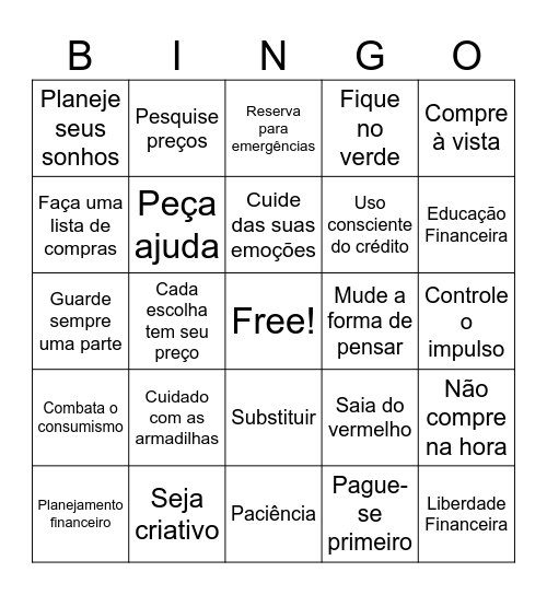 Ed. Financeira - Profº Charles Bingo Card