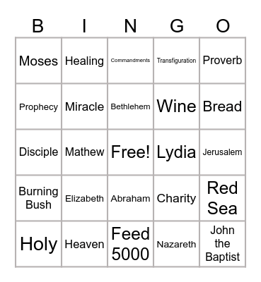 +++BIBLE BINGO+++ Bingo Card