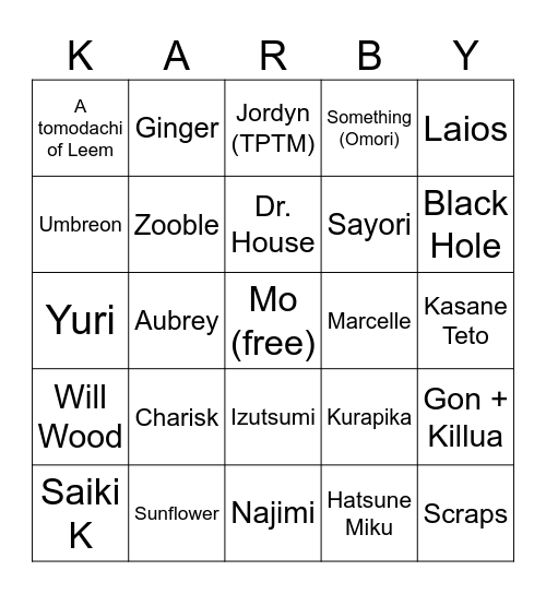 Karmadochi Life Bingo Card